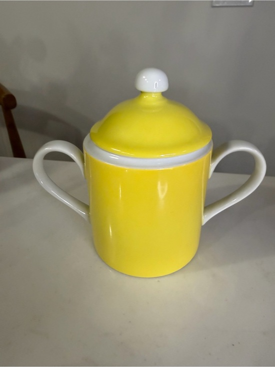 Fitz and Floyd Other - Fitz and Floyd 1975 MCM bright Yellow Ceramic Sugar Bowl with Lid Dual Handles